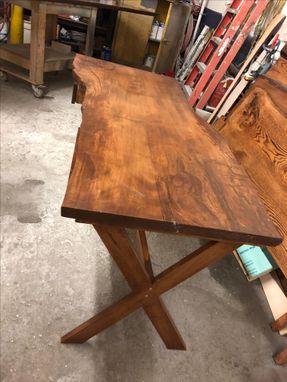 Custom Made Live Edge Spalted Maple Desk Ready To Ship, 2 Large Drawers, Stained Light Walnut Active