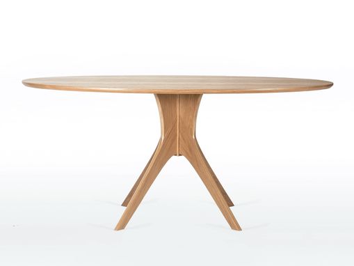 Custom Made Oval Dining Table With Mid Century Modern Pedestal Base In Solid White Oak "Kapok Table"