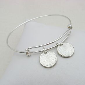 Custom Charm Bracelets Personalized Charms Custommade Adjule Silver Bangle Bracelet With Fingerprint Charms