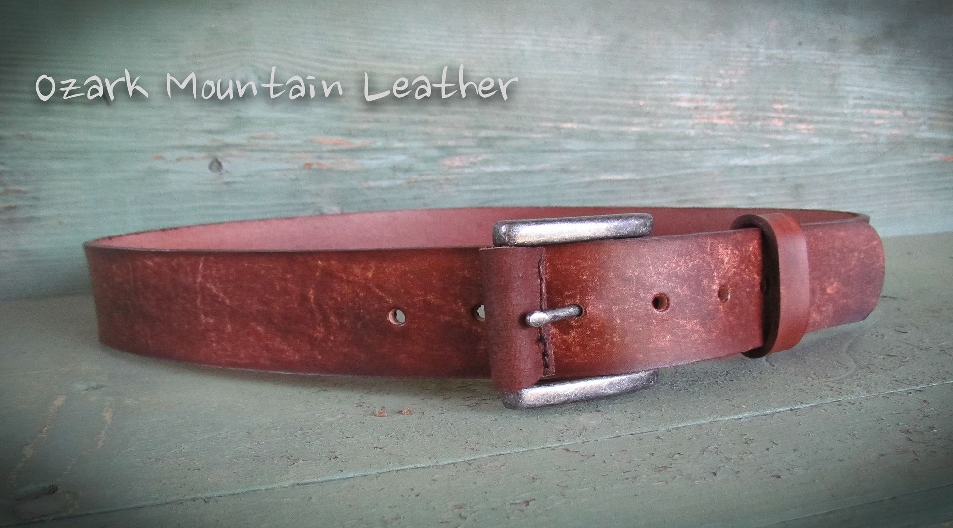 Buy Custom Rugged Brown Leather Belt, made to order from Ozark Mountain