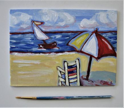 Custom Made Original Impressionist Sailboat Acrylic Painting, 7" X 5"