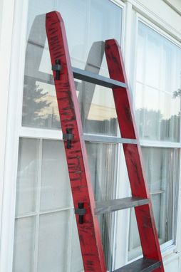 Custom Made Antiqued/Distressed Painted Solid Maple Ladder With Wedges