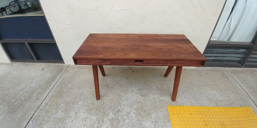 Custom Made Mid-Century Modern Solid Walnut Single-Drawer Desk