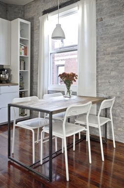 Custom Made Modern-Rustic Steel And Oak Dining Table