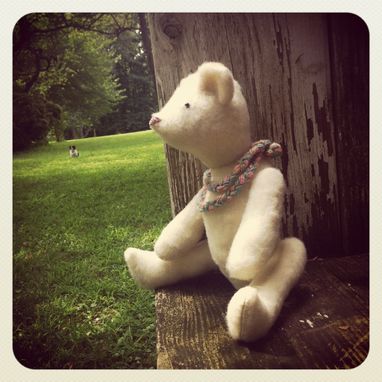 Custom Made Vintage Style Teddy Bear /Hand Stitched /Embroidered Details /Reworked And Recycled Materials