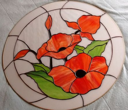 Custom Made Poppies Floral Stained Glass Window