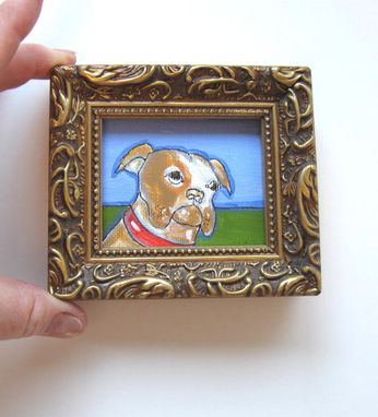 Custom Made Acrylic Animal Bull Dog Original Painting