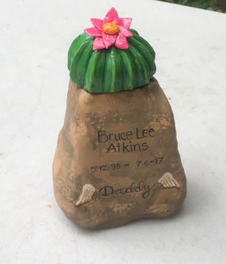 Custom Made Rock Urn With Cactus Flower