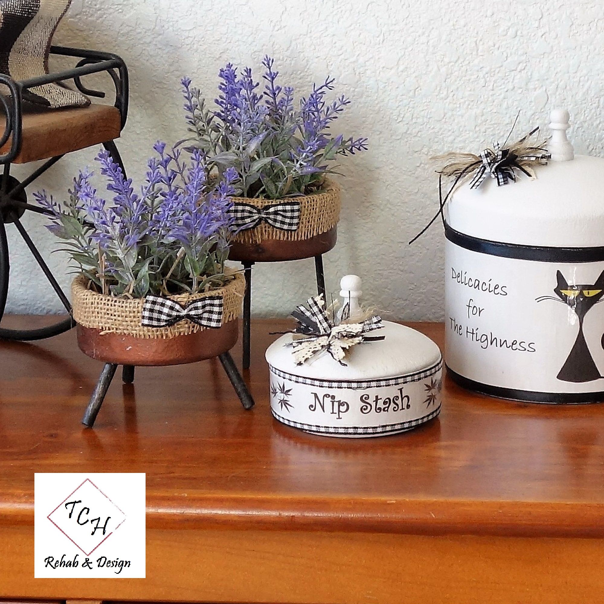 Custom Made Cat Treat Jar Catnip Jar by Crafty Hobbit Rehab & Design