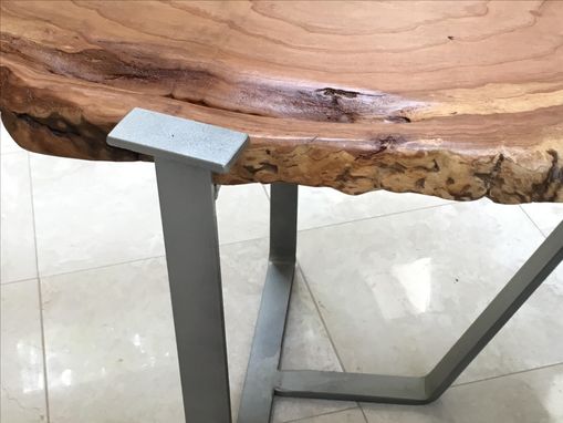 Custom Made Induatrial-Chic Burl-Top Side Or Sofa Table