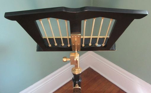 Custom Made Black Lacquer And Brass Music Stands