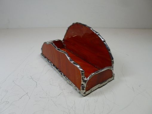 Custom Made Stained Glass Business Card Holder In Orange