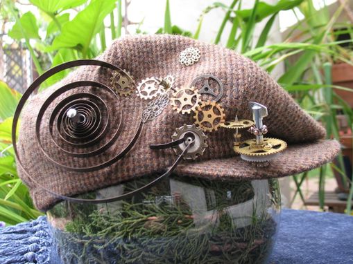 Custom Made Hat: Newsboy Style With Steampunk Accessories