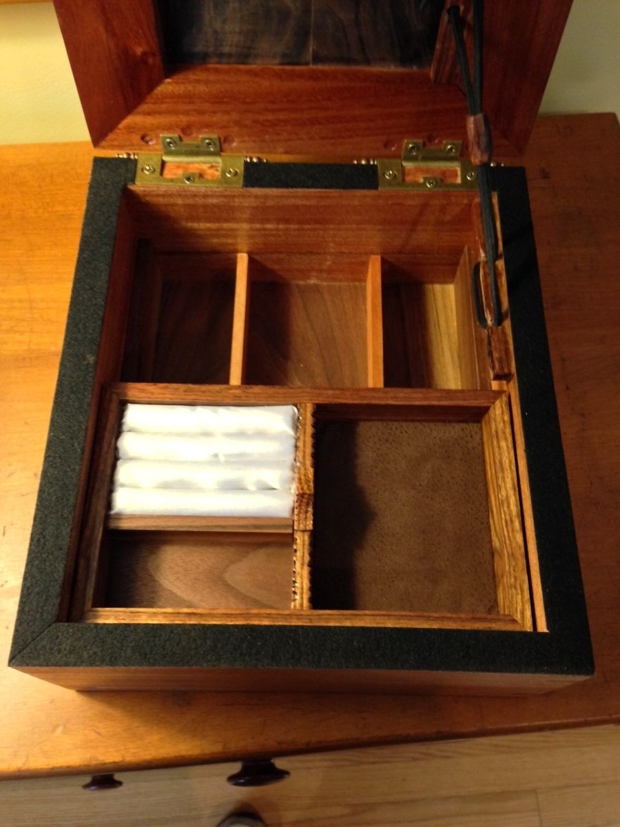 Hand Crafted Artisan Jewelry Box Mahogany & Walnut Burl by Mark Alan