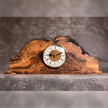 Custom Made Cherry Burl Mantle Clock – Live Edge, Rustic
