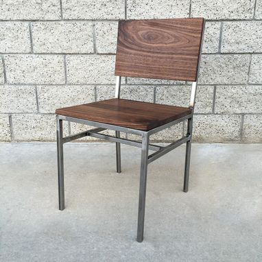 Custom Made Industrial Style Walnut And Steel Dining Or Desk Chair