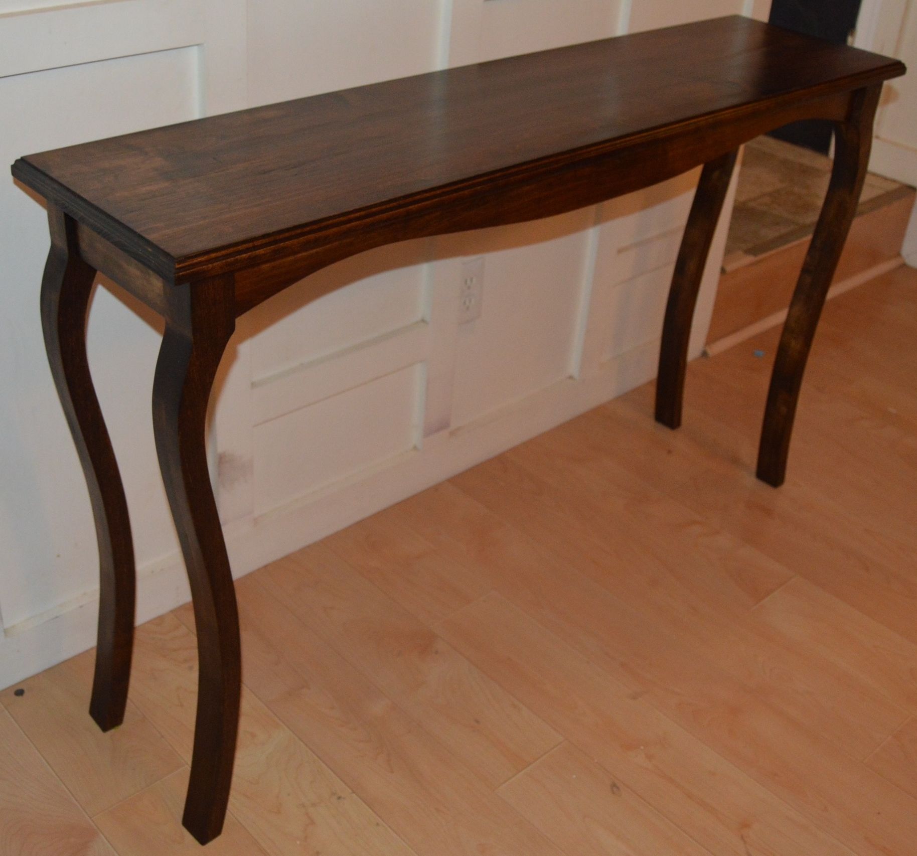 Buy Hand Made Solid Maple Stained Cabrio Console Table With Curved Legs