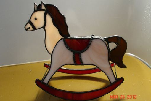 Custom Made Red Saddled Stained Glass Rocking Horse