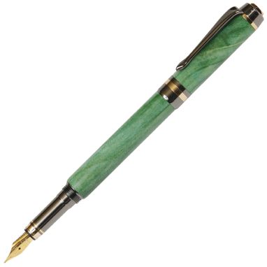 Custom Made Lanier Elite Fountain Pen - Green Box Elder - Fe7w13