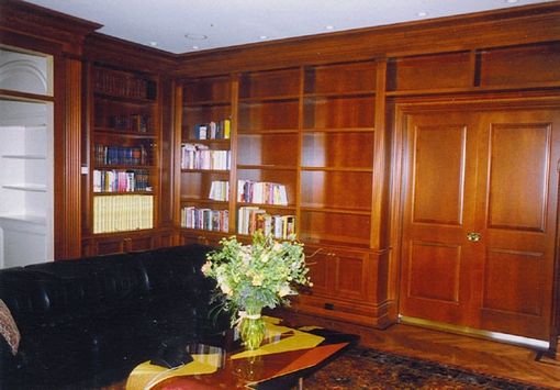 Custom Made Paneled Library & Media Room