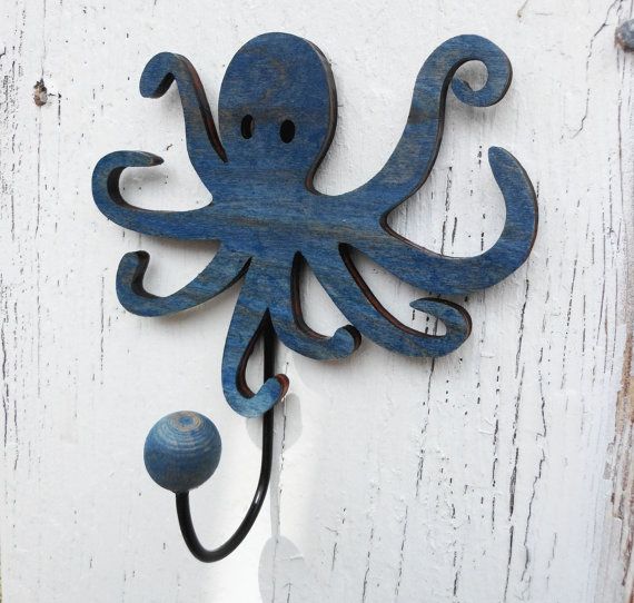 ChasBete Wall Hooks for Hanging, Rustic Octopus Key Holder for Wall, 10in  Key Hooks Decorative for Wall Set of 2 - Bronze