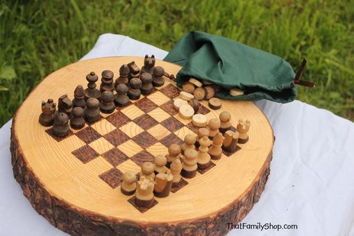 Custom Made Rustic Wood Log Chess Set