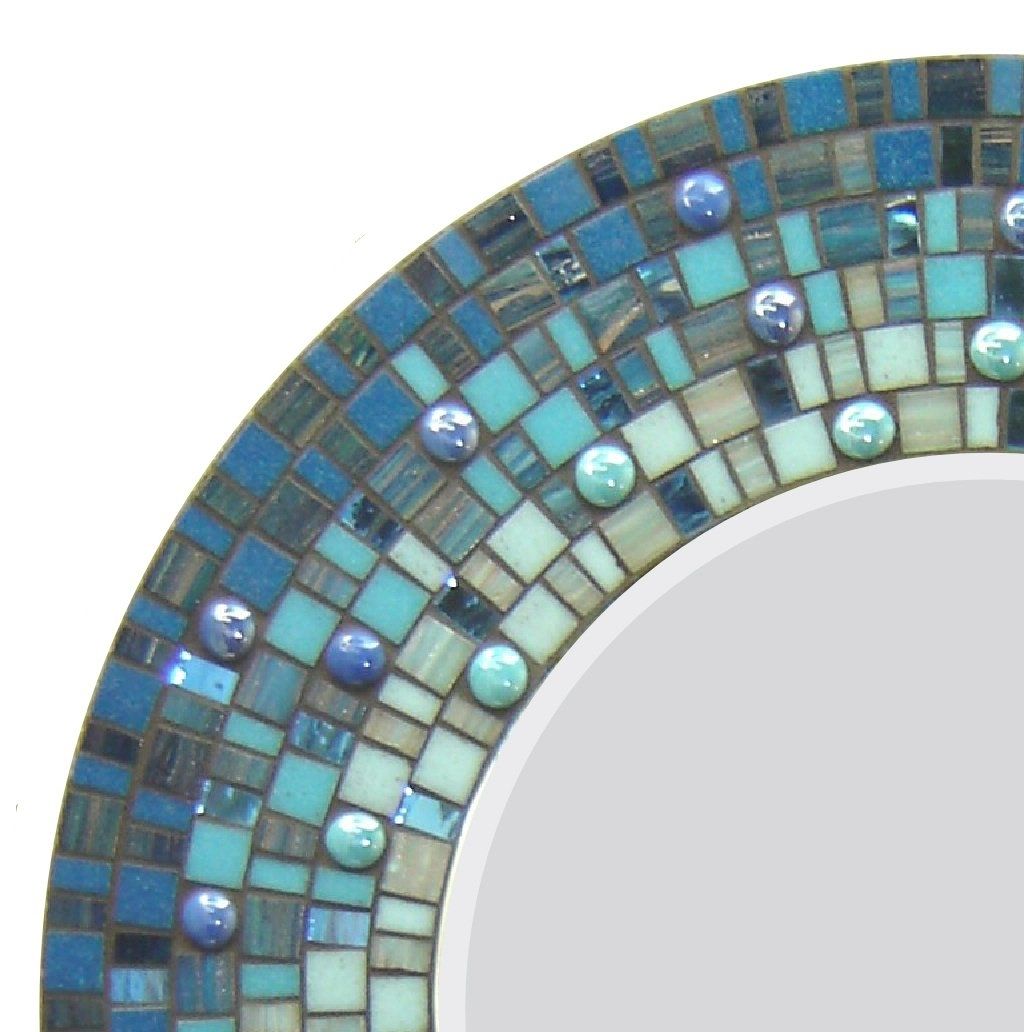 Hand Crafted Round Mosaic Wall Mirror Blue By Opus Mosaics Hand Crafted Round Mosaic Wall Mirror Blue By Opus Mosaics Custommade Com