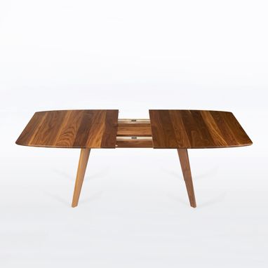Custom Made Expandable Dining Table In Solid Walnut With Two Leaves - Seats 4-8 "Bela"