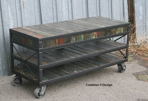 Custom Made Mid Century Modern/Vintage Industrial Media Console/Tv Stand. Rustic, Modern.
