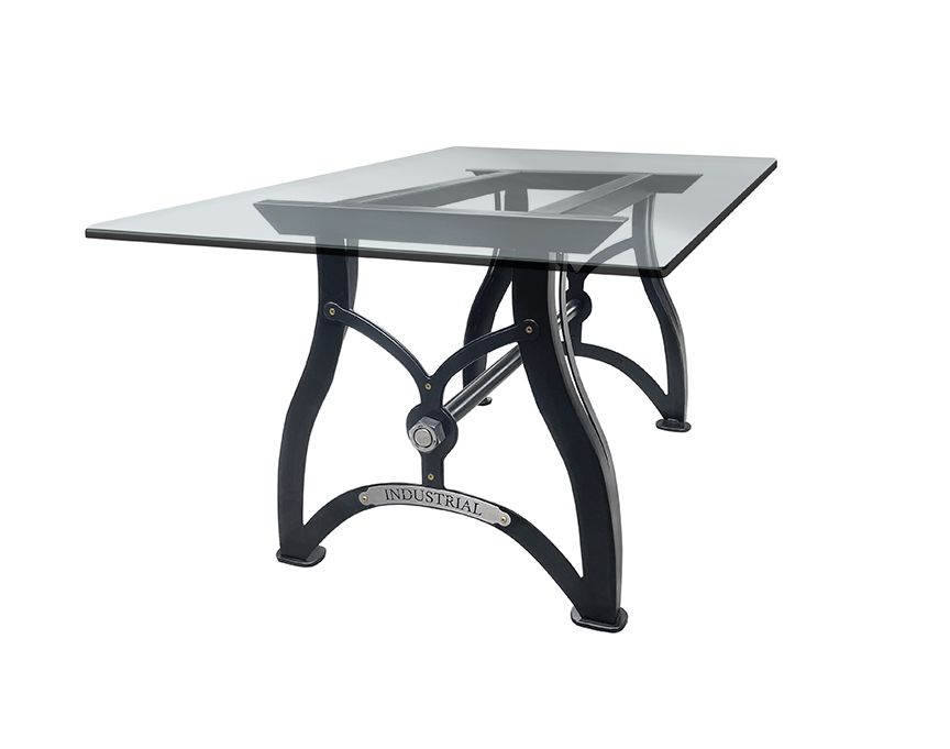 Custom Table Base With Glass Top by METAL VENTURE