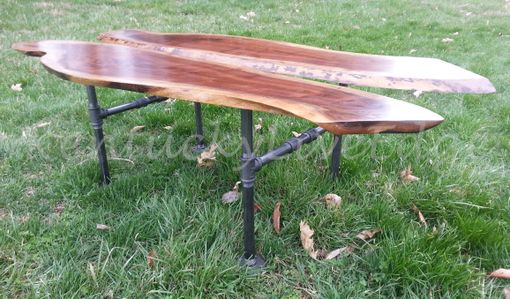 Custom Made Wood And Metal Coffee Table, Industrial Coffee Table, Live Edge Coffee Table, Walnut Coffee Table