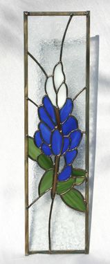 Custom Made Blue Bonnet Stained Glass Panel Cabinet Insert
