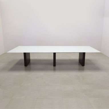 Custom Made Rectangular Shape Custom Conference Table, Tempered Glass Top - Omaha Meeting Table