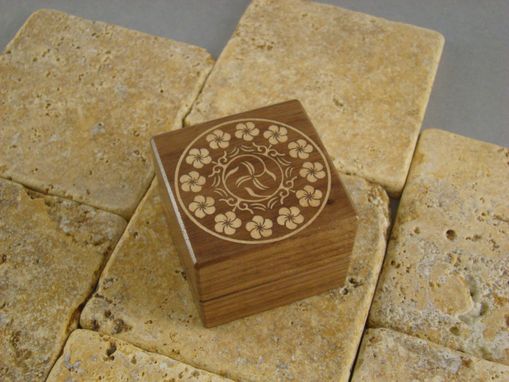 Custom Made Engagement Ring Box With Inlaid Flowers. Rb-10. Free Shipping And Engraving.