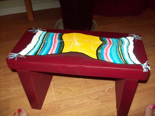 Custom Made Multi-Use, Small Stool Handpainted With Indian Blanket