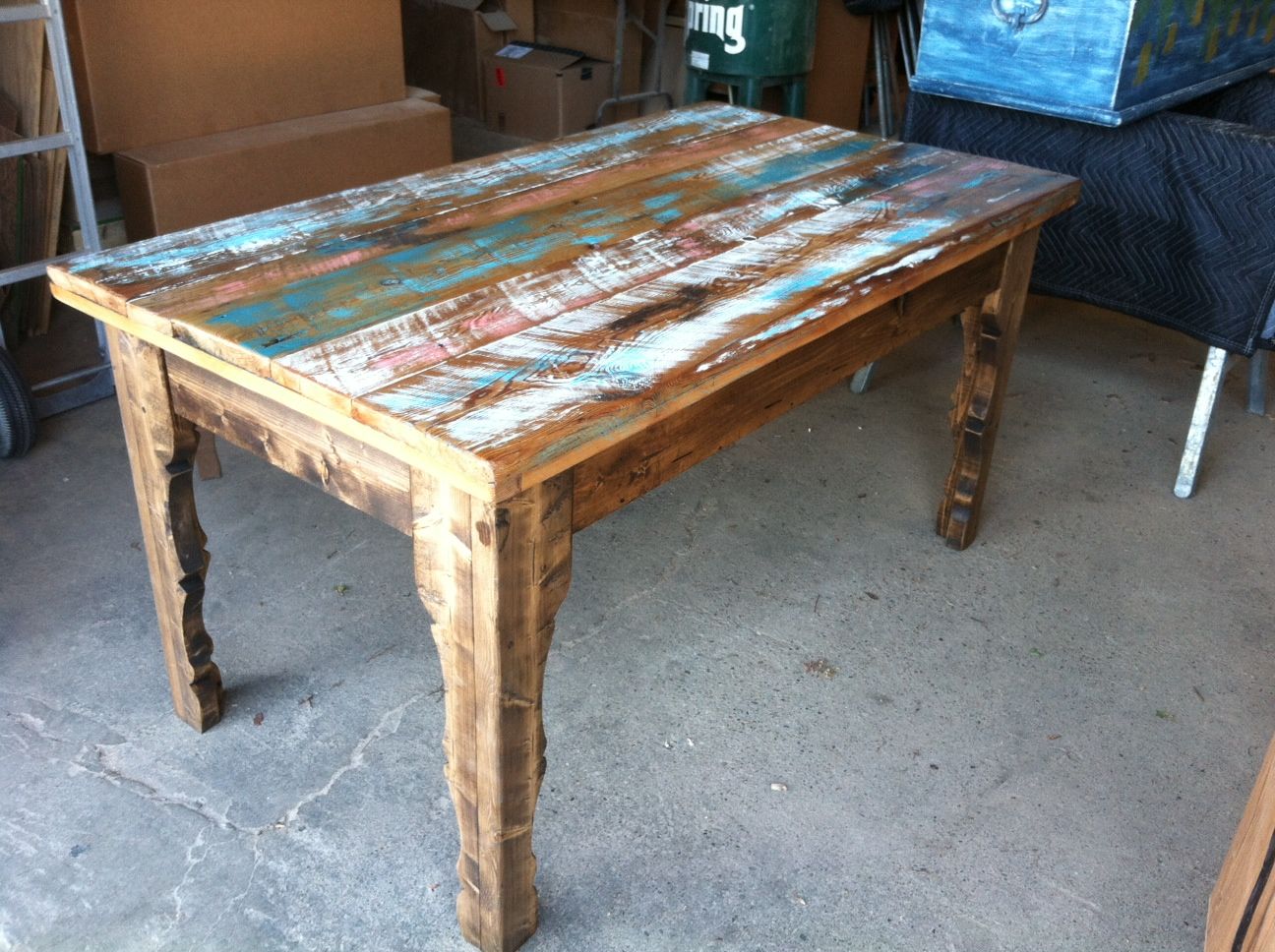 Hand Crafted Reclaimed Wood Harvest Table by Great Lakes Reclaimed