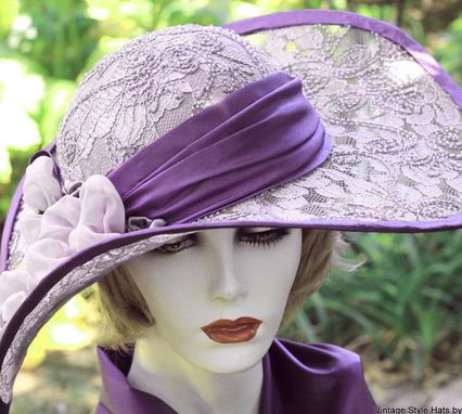 Custom Made Elegant Formal Wide Brim Summer Sun Hat Flowers Lace Shabby Chic