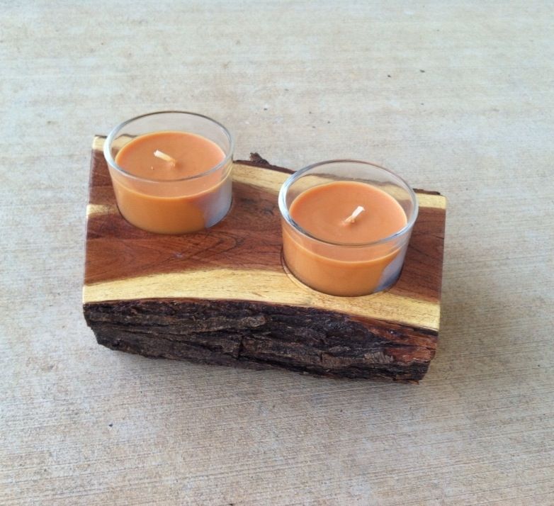 Hand Crafted Texas Mesquite Candle Holder by Bc Creative Designs