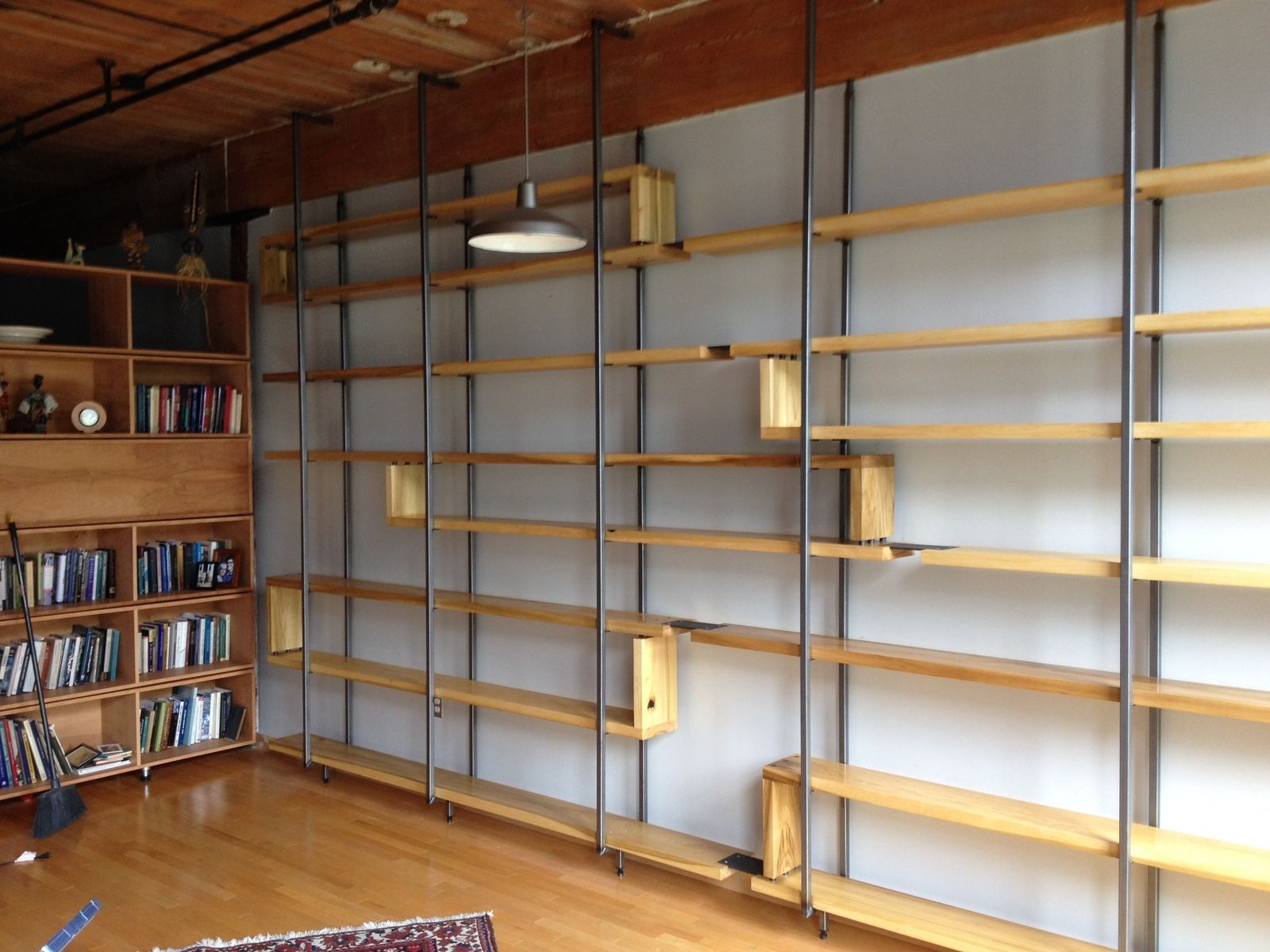 Wood And Steel Floating Book Shelves, Steel And Wood Shelves