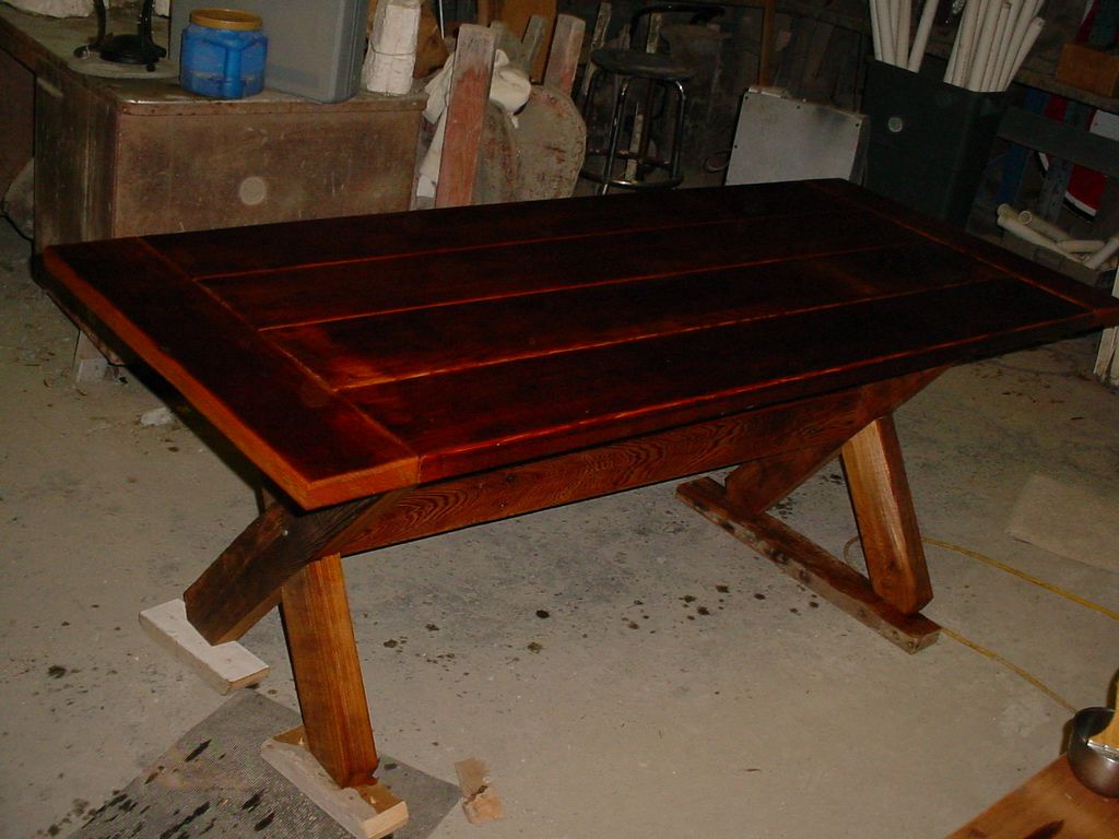 Handmade Cross Buck Table & Benches, Choice Of Wood And Finish by Tangi