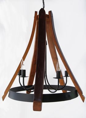 Custom Made Cervantes, Wine Barrel Chandelier Recycled Oak Staves And Hoop Pendant Ceiling Light