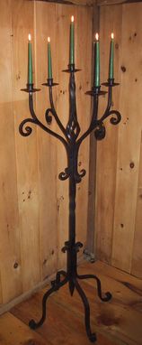 Custom Made Forged Iron Floor Candelabrum