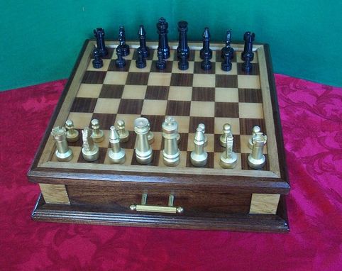 Custom Made Custom Chess Set In Walnut, Maple, And Steel