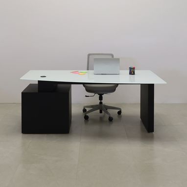 Custom Made Custom Executive Office Desk, Tempered Glas Top - Avenue Curved Desk