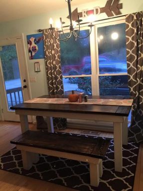 Custom Made Colonial Style Farmhouse Dining Table & Matching Bench