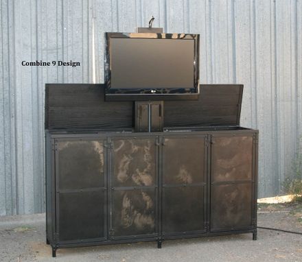 Custom Made Motorized Tv Lift Cabinet - Urban Industrial Style
