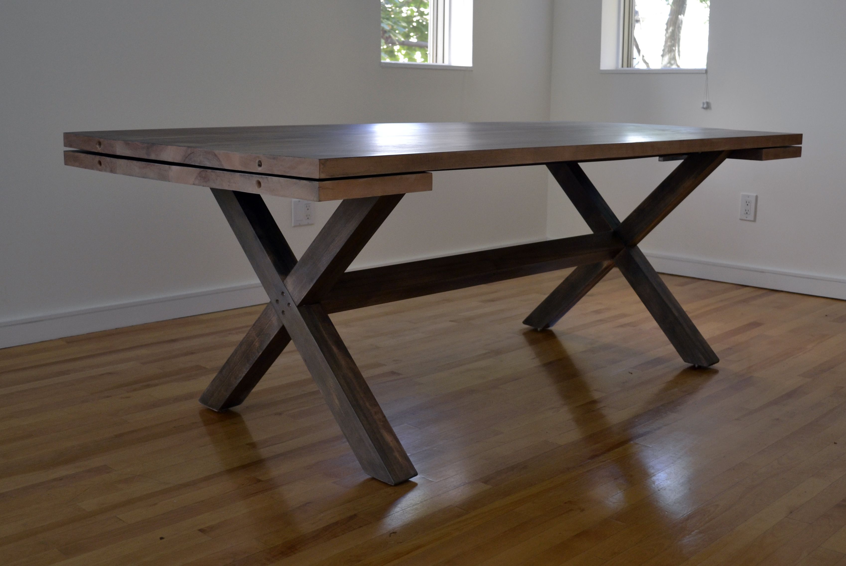 Buy Hand Crafted X Base Dining Table With Extensions, made to order from Lightfast Design+Build