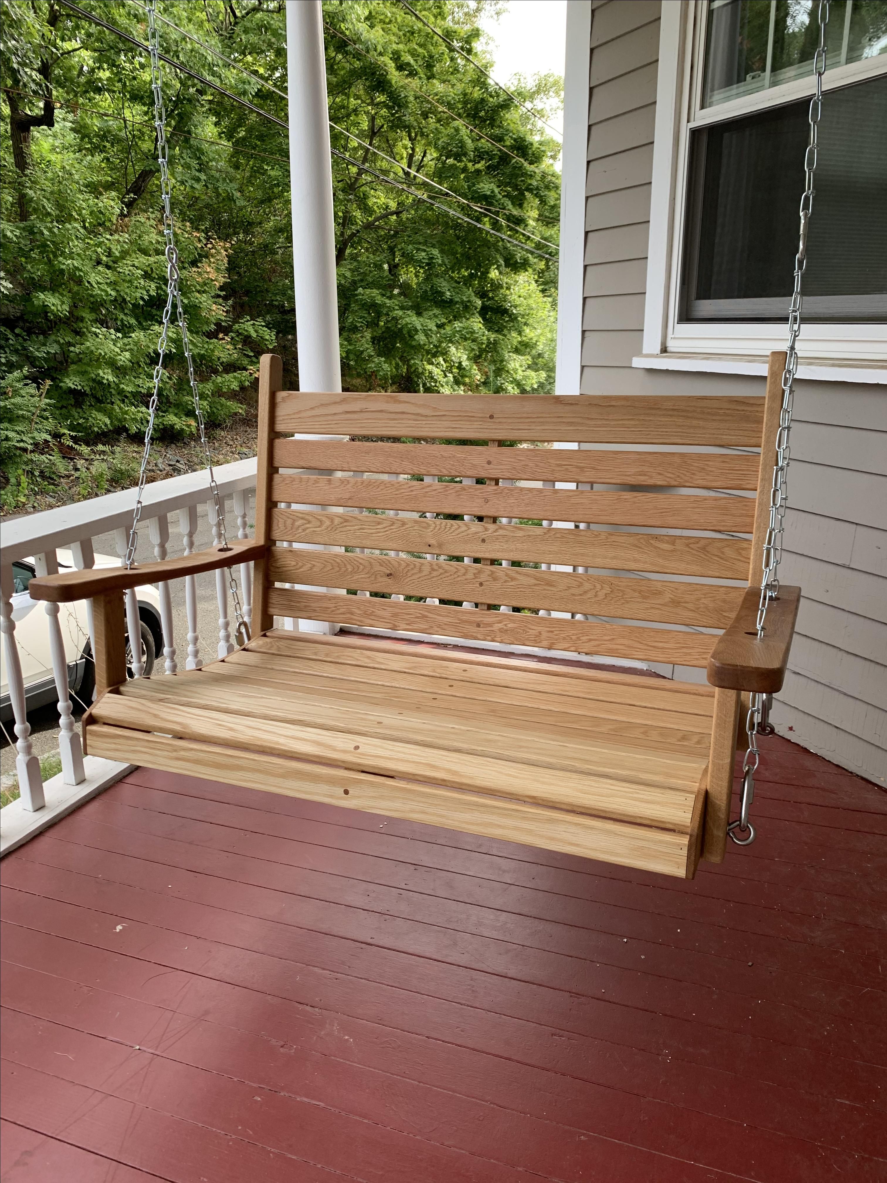 Handmade White Oak Porch Swing by Chandler Wood Furnishings