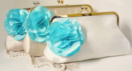 Custom Made Custom Clutch Purse In Tiffany Blue And Ivory