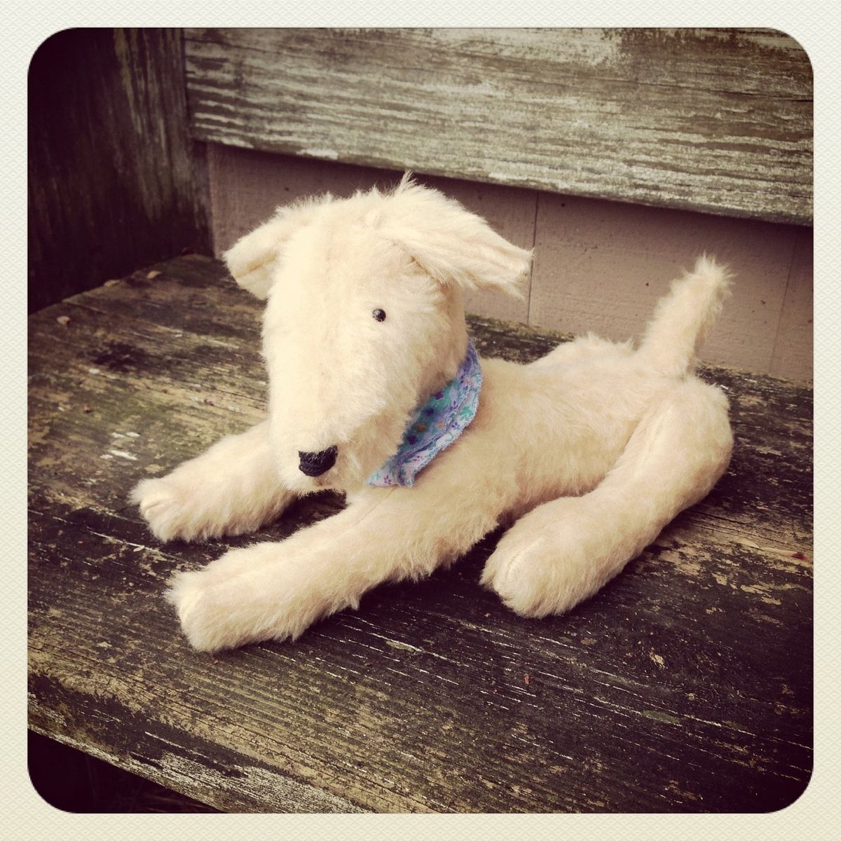 Hand Crafted Jointed Dog/Fur Made From Recycled Bottles/Vintage Style